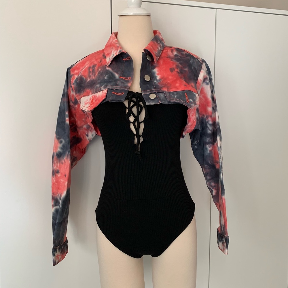 Tie Dye Cropped Denim Jacket